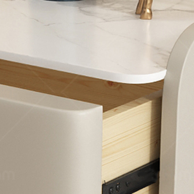 Table de chevet moderne minimaliste carré en cuir microfibre bois massif plaque de roche alliage acier carbone 2 tiroirs pour chambre 