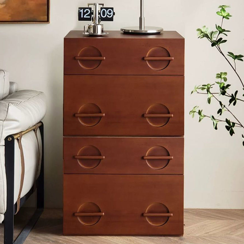 Table de nuit rectangulaire en bois massif nordique contemporain à 2 tiroirs pour chambre 