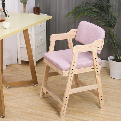 Modern Minimalist Adjustable Solid Pine Wood Cotton Linen Foam Sponge Kids Chair For Bedroom