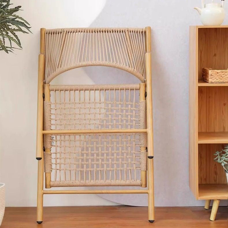 Traditional Chinese Square Carbon Steel Tempered Glass PE Rattan Table &amp; Chair Set Foldable Backrest For Outdoor Patio