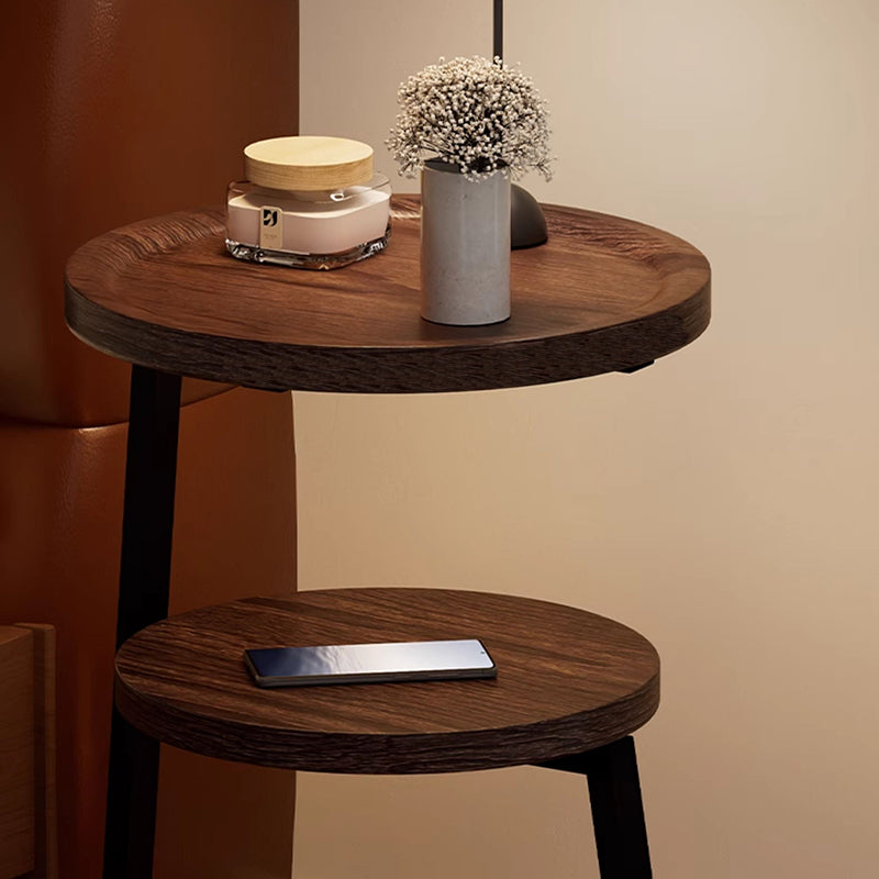 Modern Minimalist Round Cylindrical Medium Density Fiberboard Iron Side Table 3-Tier For Living Room