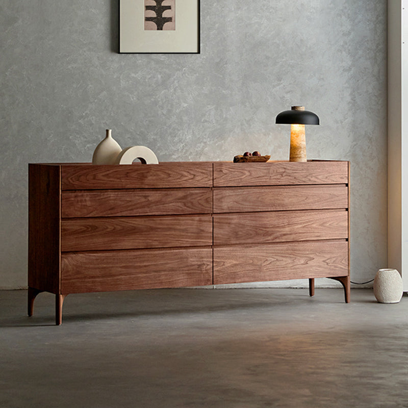 Modern Minimalist Rectangular Solid Wood Multi-Layer Plate Nightstand 5/8 Drawer For Bedroom