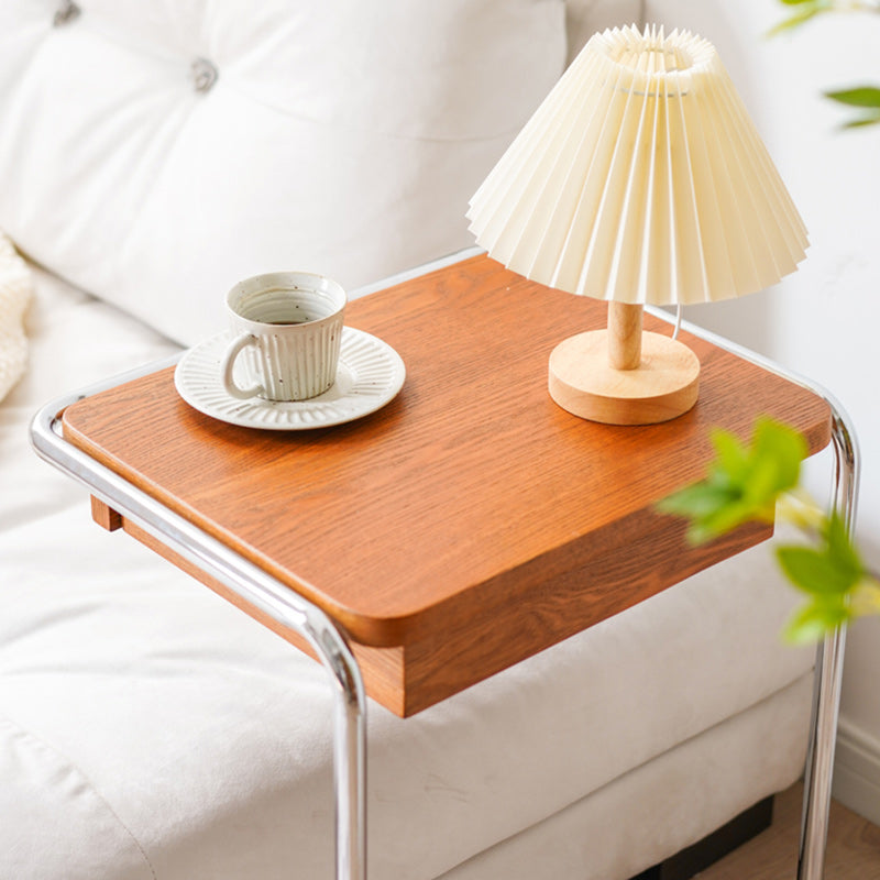 Moderner minimalistischer quadratischer Beistelltisch aus Holz und Edelstahl, 1-stufig, für das Wohnzimmer 