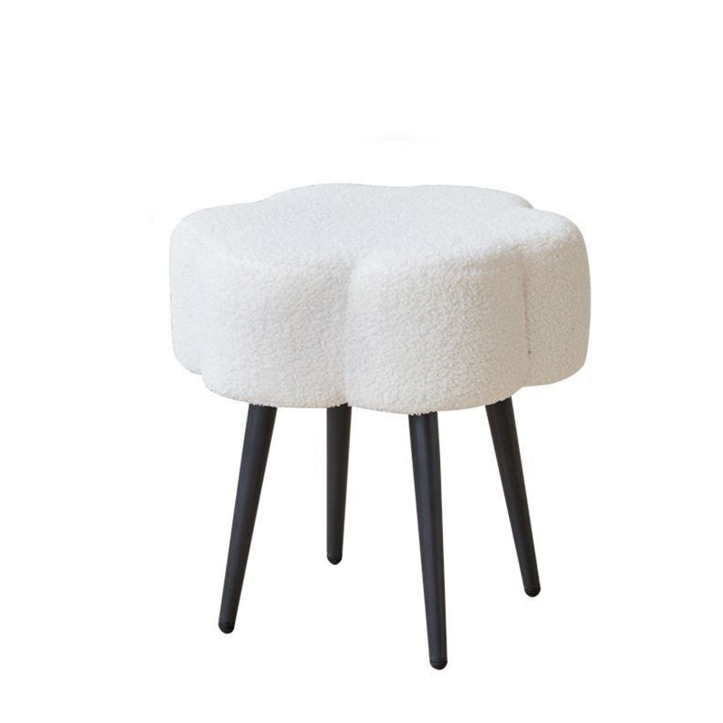 Contemporary Scandinavian Artificial Wood Sherpa Fabric Foam Sponge Armless Vanity Stool For Bedroom