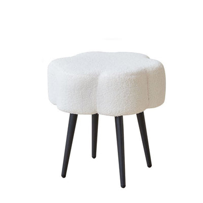 Contemporary Scandinavian Artificial Wood Lambswool Foam Sponge Armless Vanity Stool For Bedroom