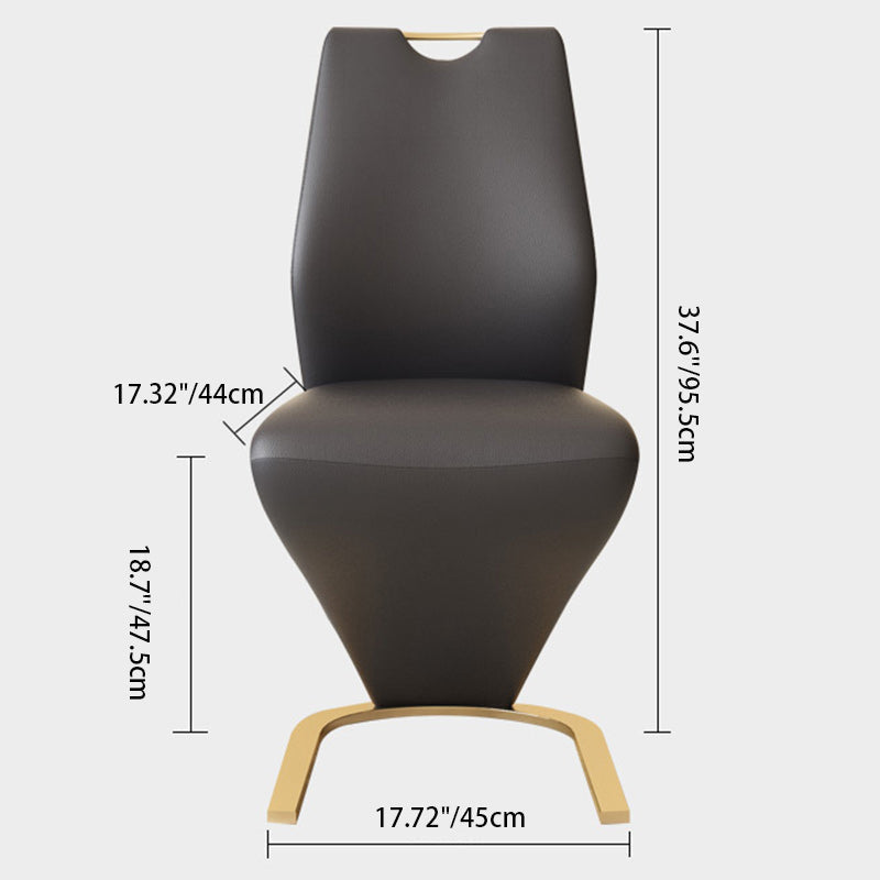 Moderner minimalistischer U-förmiger Rahmen Rechteck PU-Leder Titan Gold Silberbeschichteter Esszimmerstuhl Rückenlehne ohne Armlehnen für Esszimmer 