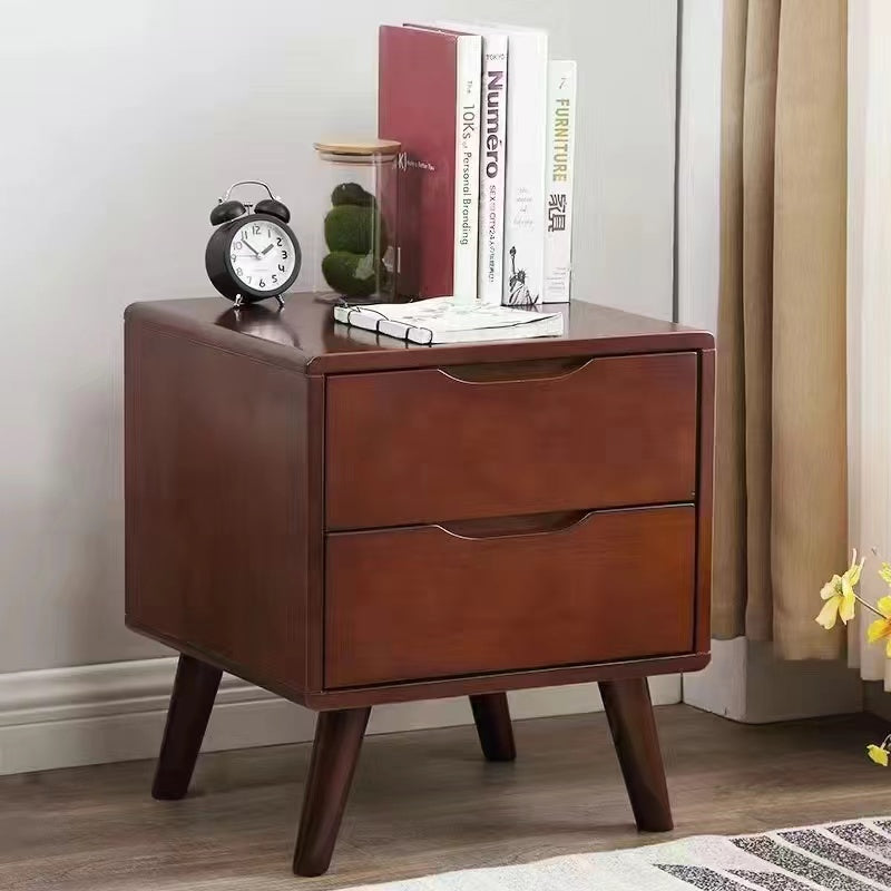 Table de chevet moderne minimaliste en bois massif de caoutchouc avec 1/2 tiroir pour chambre 