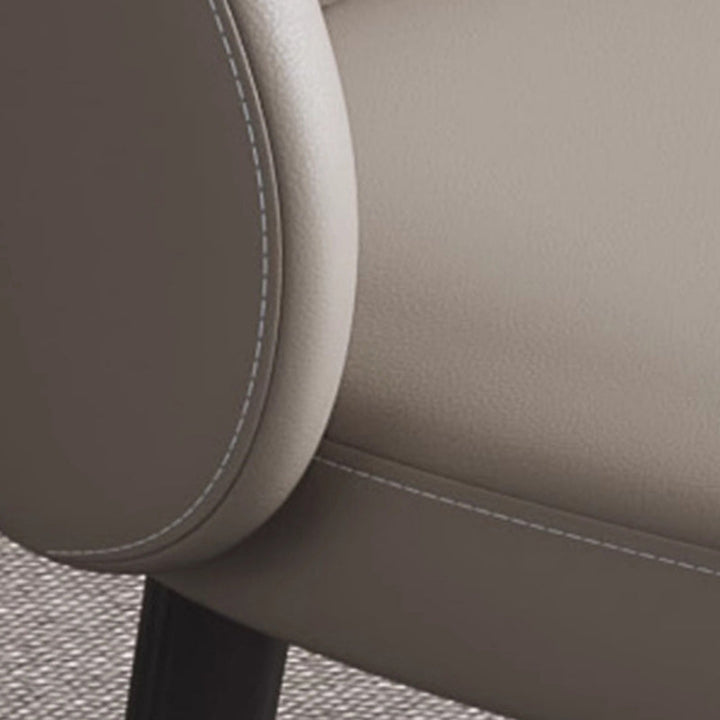Modern Minimalist Microfiber Leather Plywood Carbon Steel Sponge Square Elliptical Curved Dining Chair Backrest For Dining Room