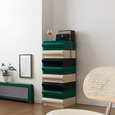 Table de nuit contemporaine scandinave rectangulaire cubique avec poignée arrondie en ABS 2/3/4 tiroirs amovibles pour chambre 