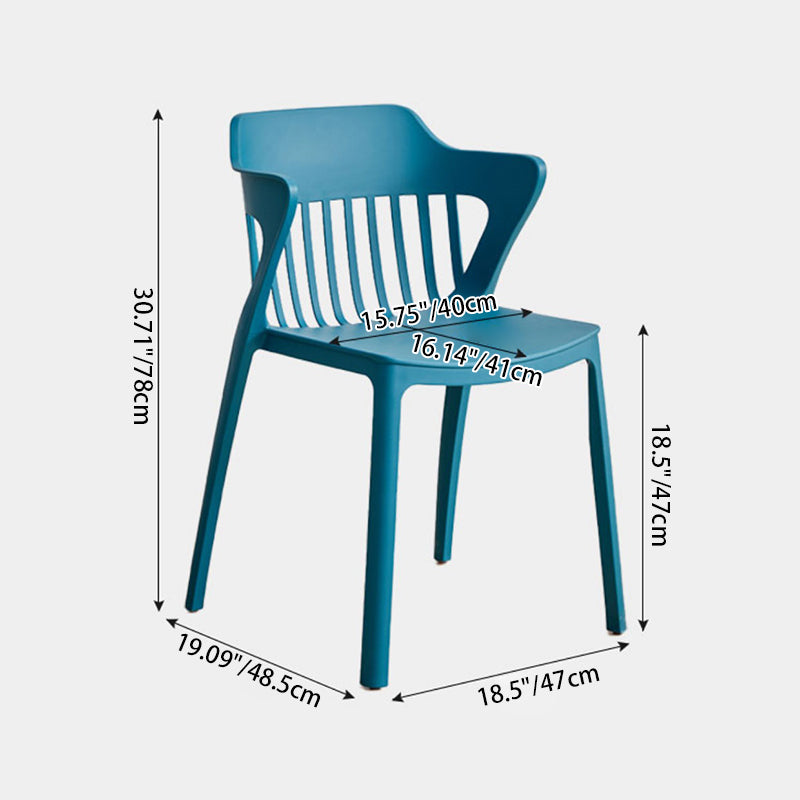 Modern Minimalist Openwork Rectangular PVC Dining Chair Backrest Armless For Dining Room