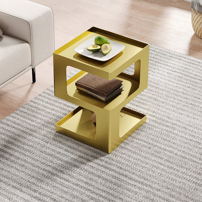 Contemporary Creative Rectangular Stainless Steel Side Table 3-Tier For Living Room