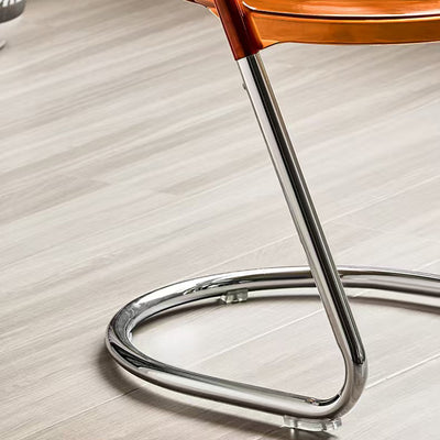 Modern Minimalist Curved PC Iron Dining Chair Backrest Armless For Dining Room