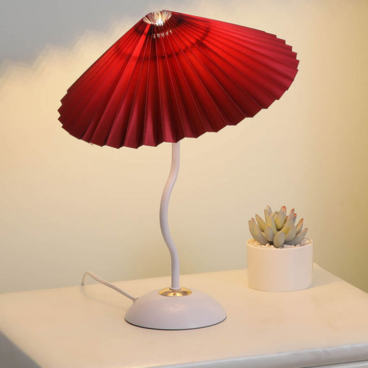 Lampe de table 1 lumière avec base courbée et abat-jour plissé vintage danois 