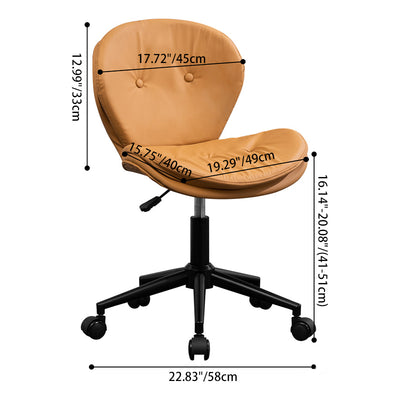 Modern Minimalist Round PU Leather Steel Plastic Wood Desk Chair Backrest Armless For Home Office