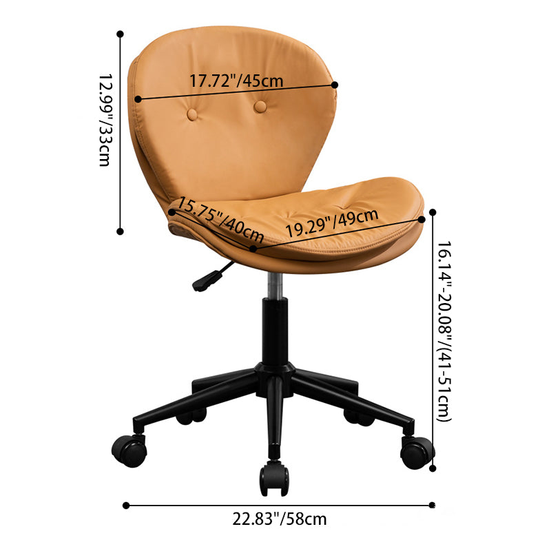 Modern Minimalist Round PU Leather Steel Plastic Wood Desk Chair Backrest Armless For Home Office