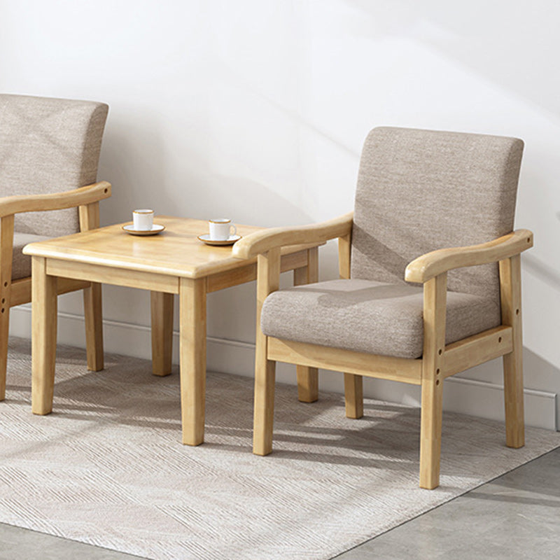 Modern Simplicity Rubberwood Cotton Linen Fabric Sponge Square Accent Chair &amp; Table Set For Living Room