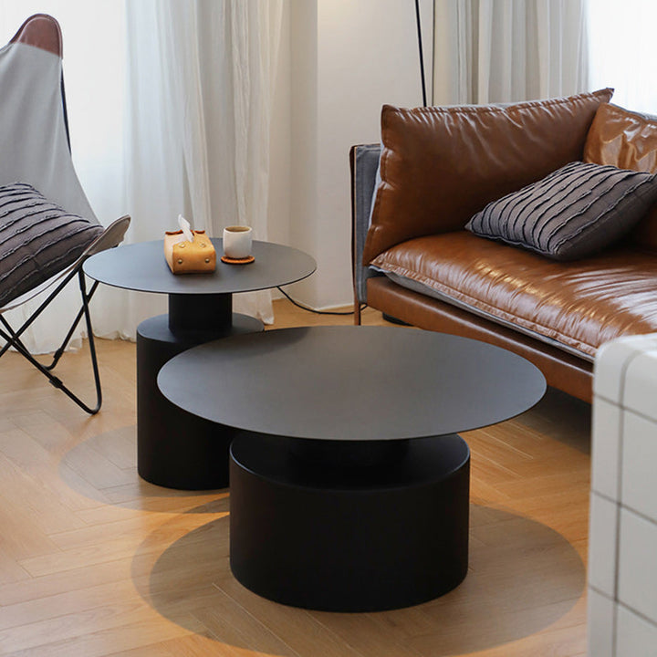 Moderner minimalistischer runder zylindrischer Couchtisch aus Metall für das Wohnzimmer 