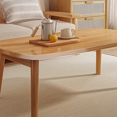 Modern Minimalist Rectangular Medium Density Fiberboard Solid Wood Coffee Table 1-Tier For Living Room