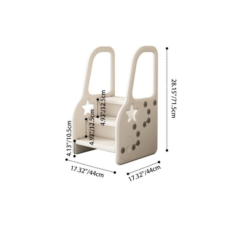 Contemporary Scandinavian High Density Polyethylene Kids Step Stool 2/3-Step For Living Room