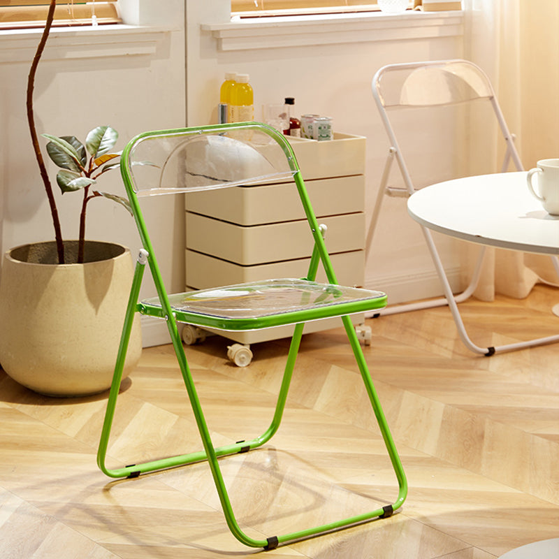 Modern Minimalist Rectangular PVC Iron Dining Chair Backrest Armless For Dining Room