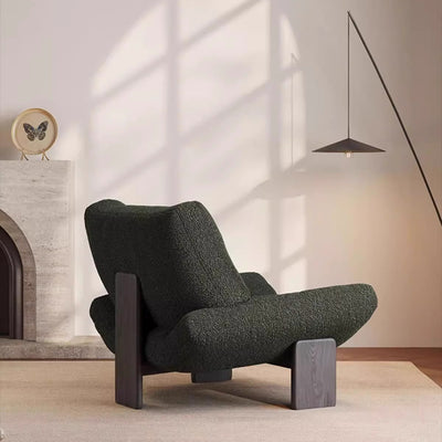 Modern Mid-Century Sherpa Fabric Chenille High Density Sponge White Ash Wood Solid Wood Accent Chair For Living Room
