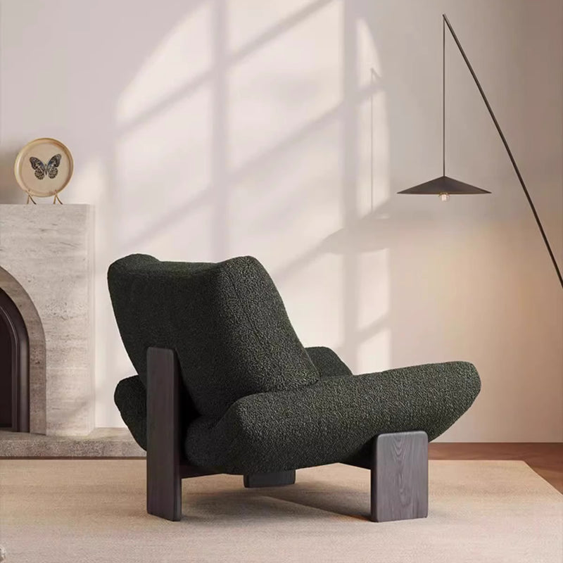 Modern Mid-Century Sherpa Fabric Chenille High Density Sponge White Ash Wood Solid Wood Accent Chair For Living Room