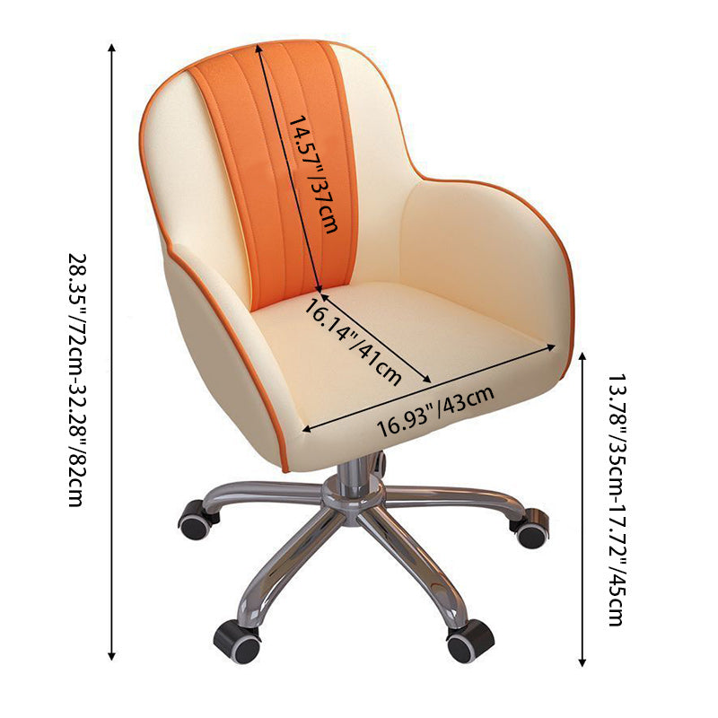 Zeitgenössischer skandinavischer Kurvenquadrat PU Leder Stahl Nylon Schreibtischstuhl Rückenlehne Arm für das Home Office 