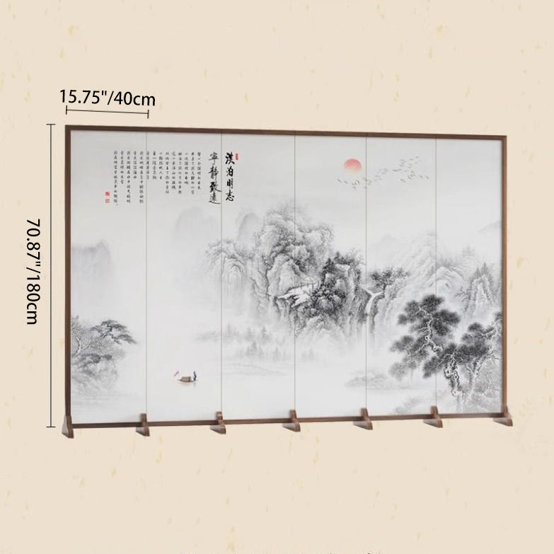 Traditional Chinese Rectangular Fir Wood Solid Wood Plywood Cotton Canvas Room Divider For Living Room