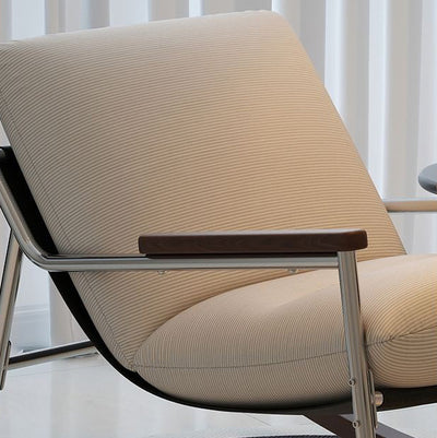 Contemporary Scandinavian Electroplated Silver Iron Corduroy PP Cotton Rubberwood Solid Wood Rocking Chair For Living Room