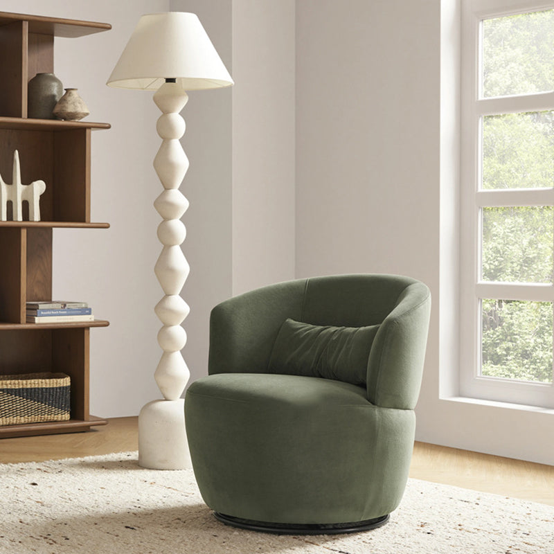 Modern Minimalist Round Cushion Lambswool Solid Wood Sponge Accent Chair Backrest Armrest For Living Room