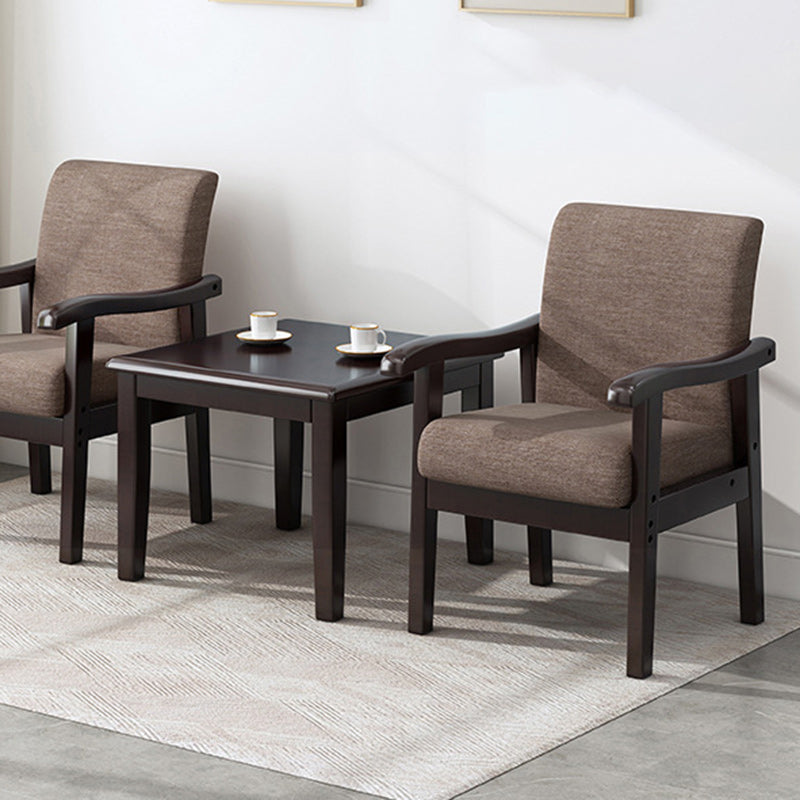 Modern Simplicity Rubberwood Cotton Linen Fabric Sponge Square Accent Chair &amp; Table Set For Living Room