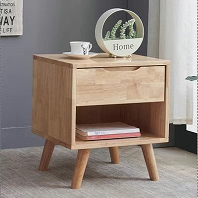 Table de chevet moderne minimaliste en bois massif de caoutchouc avec 1/2 tiroir pour chambre 