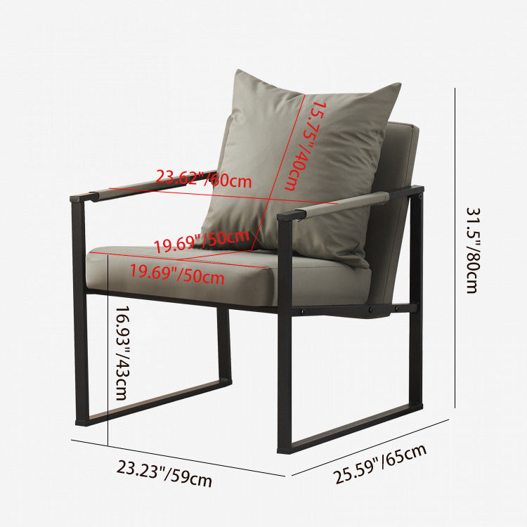 Contemporary Scandinavian Square Carbon Steel Nappa Leather Chair Backrest For Living Room