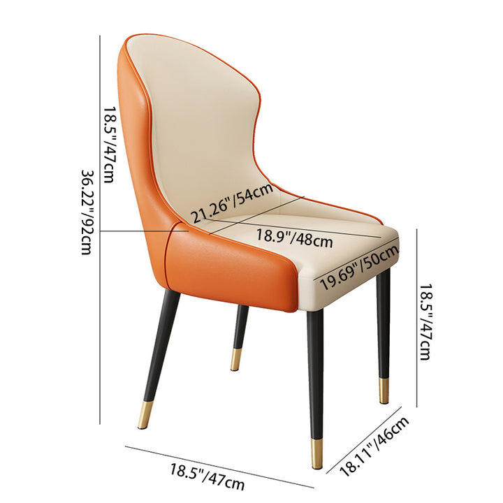 Moderner minimalistischer gebogener rechteckiger Katzenkrallen-Ledersessel aus Massivholz und Kohlenstoffstahl ohne Armlehnen für das Esszimmer 