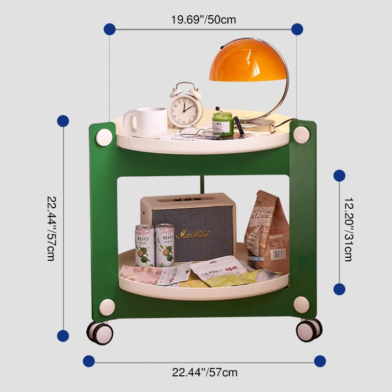 Modern Minimalist Round Acrylonitrile Butadiene Styrene End Table 2-Tier Movable For Living Room