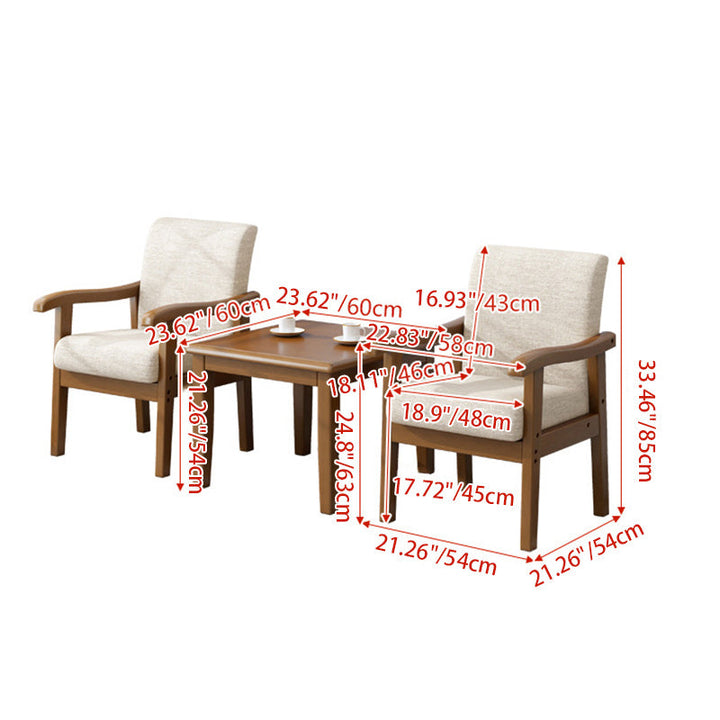 Simplicité Moderne Bois de Caoutchouc Coton Et Tissu en Lin Éponge Ensemble de Chaise d'Accent Carré & Table Pour Salon 