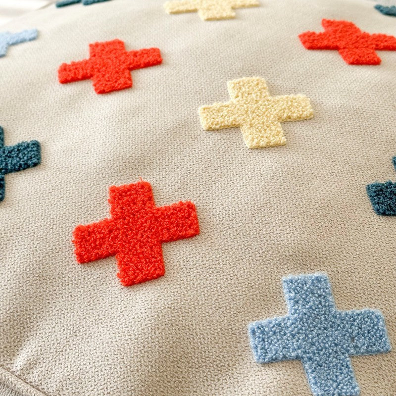 Zeitgenössischer Boho Quadratischer Polyester EPS Bunter Geometrischer Hocker für das Wohnzimmer 