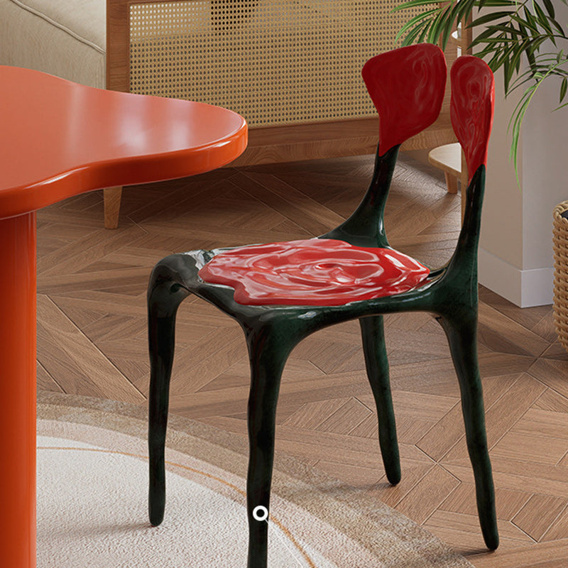 Moderner Art Deco Rose Square FRP Composite Esszimmerstuhl Rückenlehne ohne Armlehnen für Esszimmer 