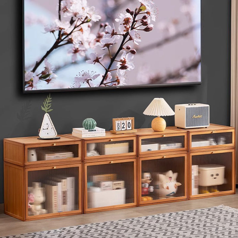 Modern Minimalist Rectangular Acrylic Bamboo Composite Board Bookshelves 1-Cabinet For Living Room