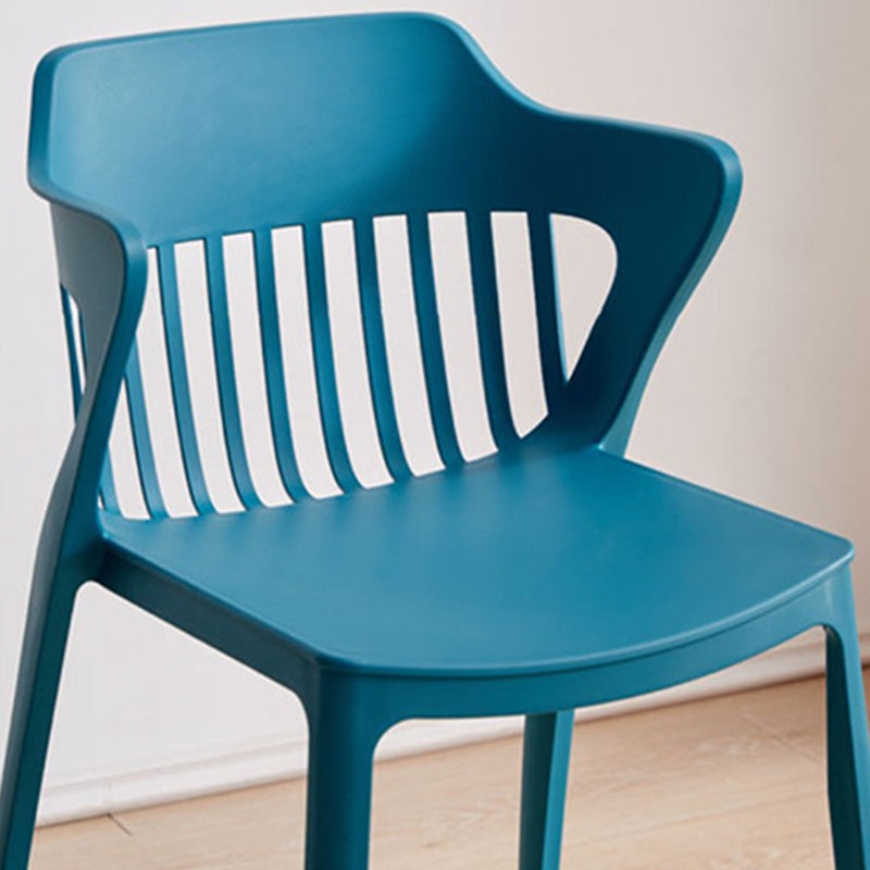 Modern Minimalist Openwork Rectangular PVC Dining Chair Backrest Armless For Dining Room