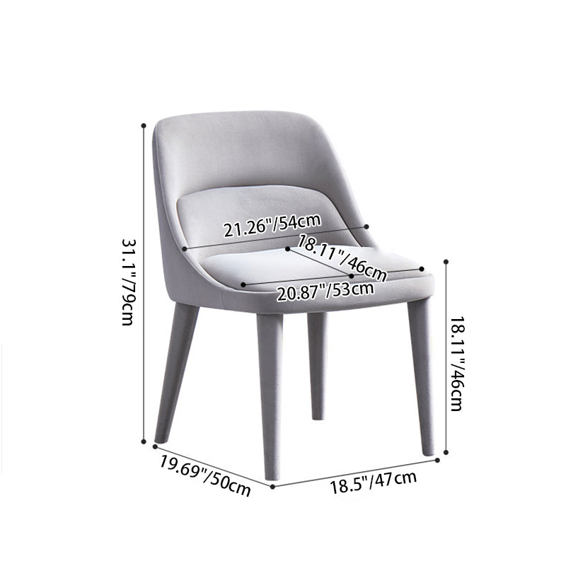 Modern Minimalist Rectangular Velvet Solid Wood Iron Dining Chair Backrest For Dining Room