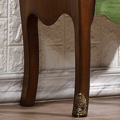 Table d'appoint traditionnelle européenne carrée ronde peinte à la main en bouleau, bois de caoutchouc, MDF, métal à 2 tiroirs pour salon 