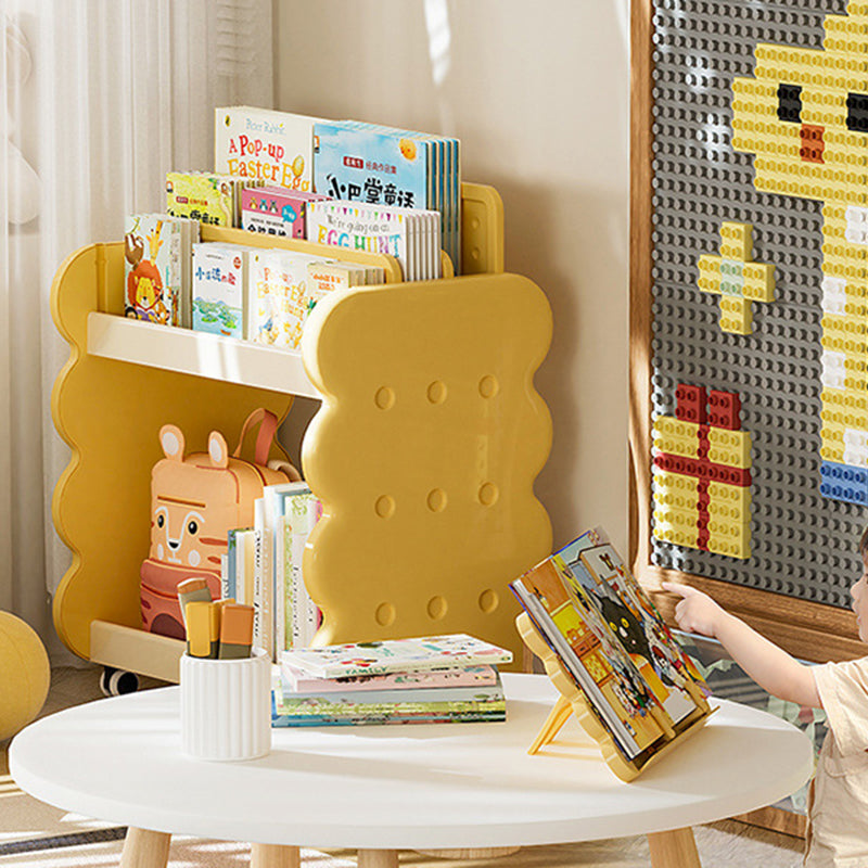Contemporary Creative Square Cheese Kids Plastic Bookshelf 2-Tier For Bedroom