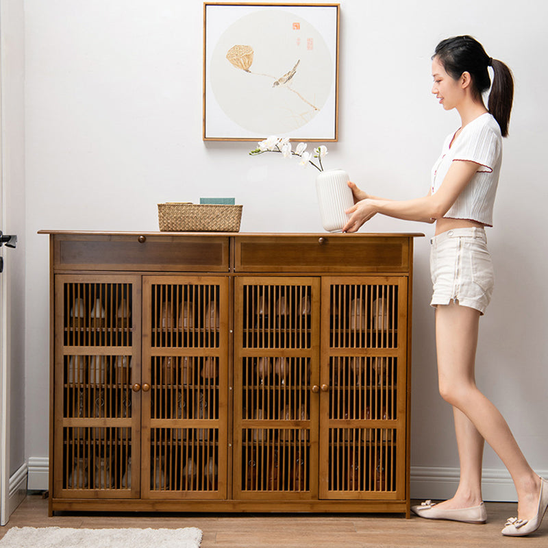 Traditional Rustic Rectangular Bamboo Medium Density Fiberboard Shoe Storage 2-Cabinet For Entryways