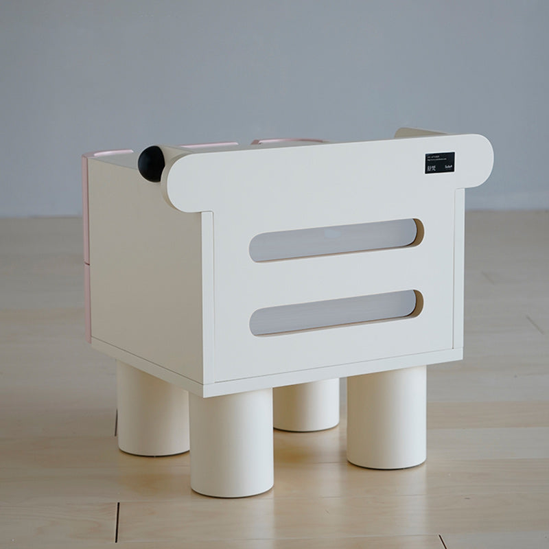 Table de nuit en bois pour enfants nordiques contemporains carrés cubiques Hippo à 2 tiroirs pour chevet 