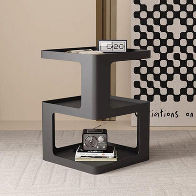 Table d'appoint carrée en fer minimaliste moderne à 3 niveaux pour salon 