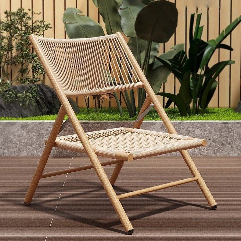 Traditional Chinese Square Carbon Steel Tempered Glass PE Rattan Table &amp; Chair Set Foldable Backrest For Outdoor Patio