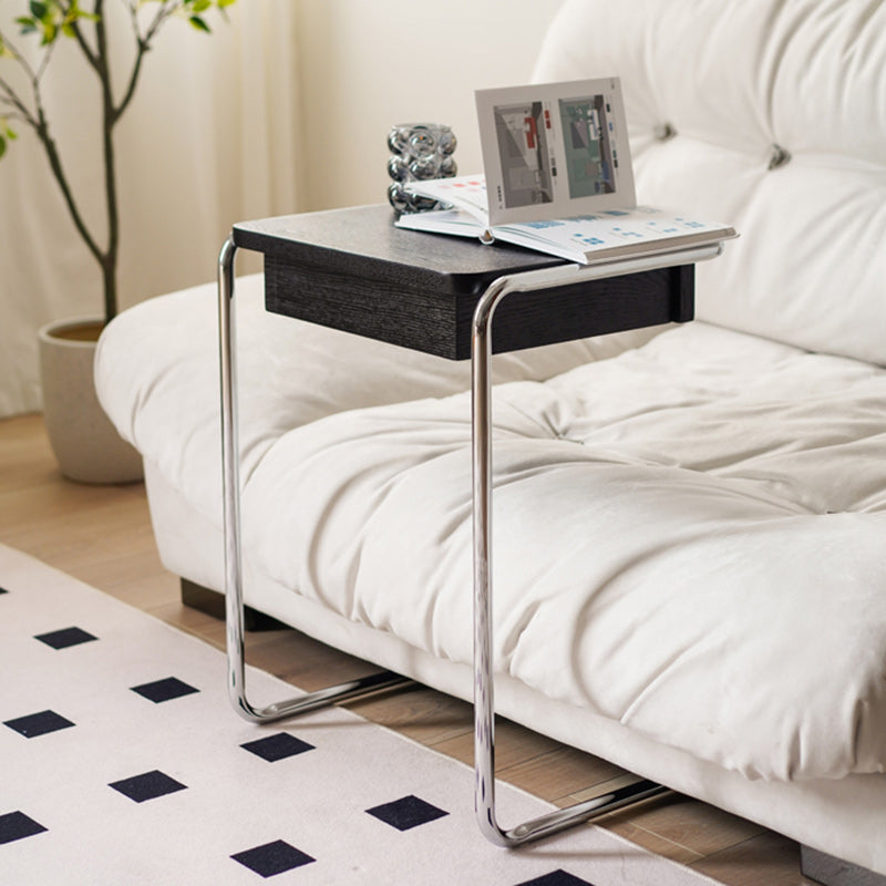 Moderner minimalistischer quadratischer Beistelltisch aus Holz und Edelstahl, 1-stufig, für das Wohnzimmer 