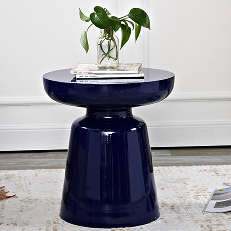 Contemporary Scandinavian Round Disc Column Fiberglass End Table 1-Tier For Living Room