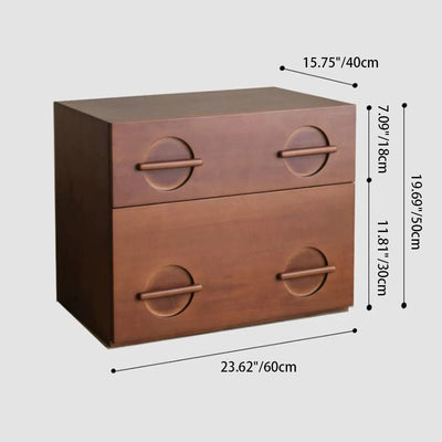Table de nuit rectangulaire en bois massif nordique contemporain à 2 tiroirs pour chambre 